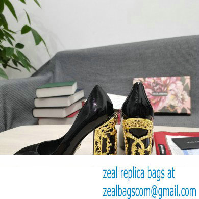 Dolce  &  Gabbana Logo Heel 10.5cm Patent leather Pumps Black 2022